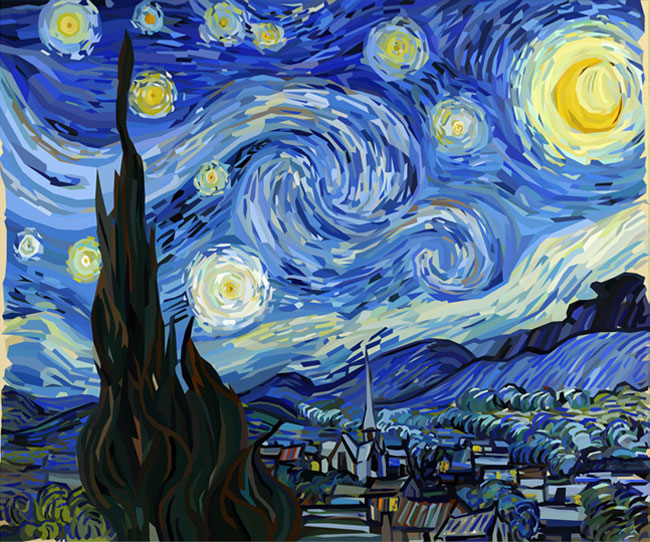 Papel pintado vinilo pintura noche estrellada van gogh